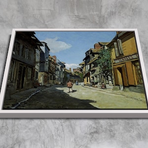 Rue de la Bavole, Honfleur (1866) by Claude Monet | Canvas Wall Art | A Beautiful Impressionist Street Scene | Custom Framing Options