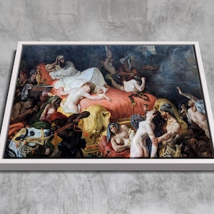 The Death of Sardanapalus by Eugène Delacroix, Romanticism Canvas Wall Art,Historical Drama Painting Print,Framed Classic Masterpiece Canvas