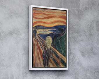 El grito (1893) de Edvard Munch: arte expresionista icónico en lienzo / decoración de pared enmarcada en lienzo y reproducción premium / lista para colgar