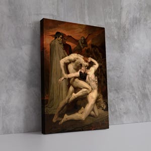 Dante et Virgile en Enfer (1850) by William-Adolphe Bouguereau | Framed Canvas Wall Art | Romantic Masterpiece | Custom Framing Options