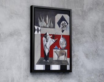The Necromancer by Leonora Carrington, Surrealist Canvas Print, Magical Fantasy Wall Art, Witchcraft Occult Decor, Framed Canvas