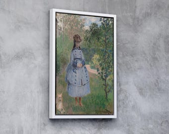 Girl with Dog (1867) by Claude Monet | Canvas Wall Art | A Gentle Impressionist Masterpiece | Custom Framing Options & Ready to Hang