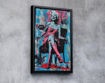 Marilyn Monroe Banksy Graffiti - Pop Art Canvas Print | Modern Wall Art Decor | Ready to Hang – Marilyn Poster, Fashion & Woman Room Art