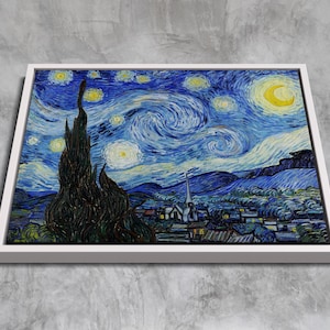 La noche estrellada (1889) de Vincent van Gogh / Arte en lienzo / Reproducción de obra maestra postimpresionista / Opciones de enmarcado, listo para colgar
