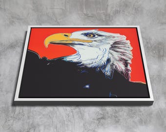 Bald Eagle by Andy Warhol, Pop Art Animal Canvas, American Symbol Print, Framed Modern Wall Art, Warhol Patriotic Gift Idea