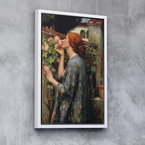The Soul of the Rose (1908) by John William Waterhouse | Romantic Pre-Raphaelite Art | Framed Canvas Wall Decor & Premium Reproduction