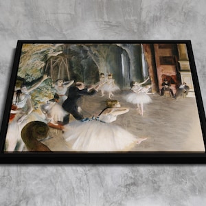 The Rehearsal Onstage (1874) by Edgar Degas | Canvas Wall Art | Ballet Masterpiece Reproduction | Custom Framing Options , Ready to Hang
