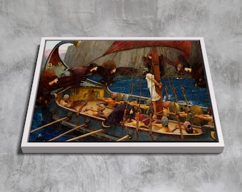 Ulysses and the Sirens Leinwanddruck, John William Waterhouse Druck, Griechische Mythologie Poster, Fine Art Reproduktion