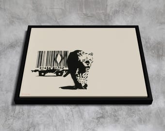 Banksy , Barcode | Framed Canvas Wall Art | Floating Frame & Custom Framing Options | Iconic Street Art Reproduction