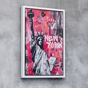 Statue of Liberty Pop Art, Urban Graffiti New York Canvas, Vibrant Street Art Print, Contemporary Framed Wall Decor , Ready to Hang