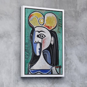 Buste de Femme Assise by Pablo Picasso, Cubist Woman Portrait Canvas, Abstract Modern Wall Art, Framed Picasso Print , Canvas Print