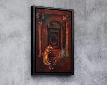 Apollo in the Temple of Michael Rat by Leonora Carrington, Surrealist Canvas Print, Mythical Fantasy Wall Art, Esoteric Home Decor