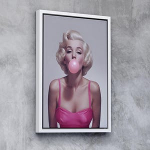 Marilyn Monroe Pink Bubble Gum Canvas – Marilyn Poster, Fashion Wall Art & Woman Room Decor | Vogue Art Print | Ready to Hang