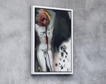 David et Goliath by Salvador Dali , Surreal Canvas Print, Biblical Wall Art, Framed Modern Decor, Unique Dalí Gift Idea