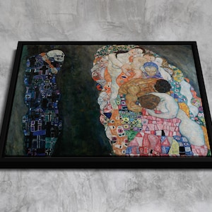 Śmierć i życie (1916) Gustava Klimta | Oprawione płótno ścienne | Kultowe arcydzieło symbolisty | Opcje oprawy na zamówienie | Gotowe do powieszenia