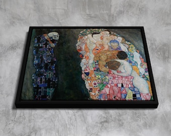 グスタフ・クリムト「死と生」額入りヴィンテージアートプリント絵画