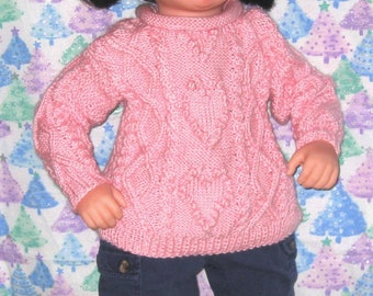 Toddler Size 3  -  Hearts and Cables Pullover Sweater