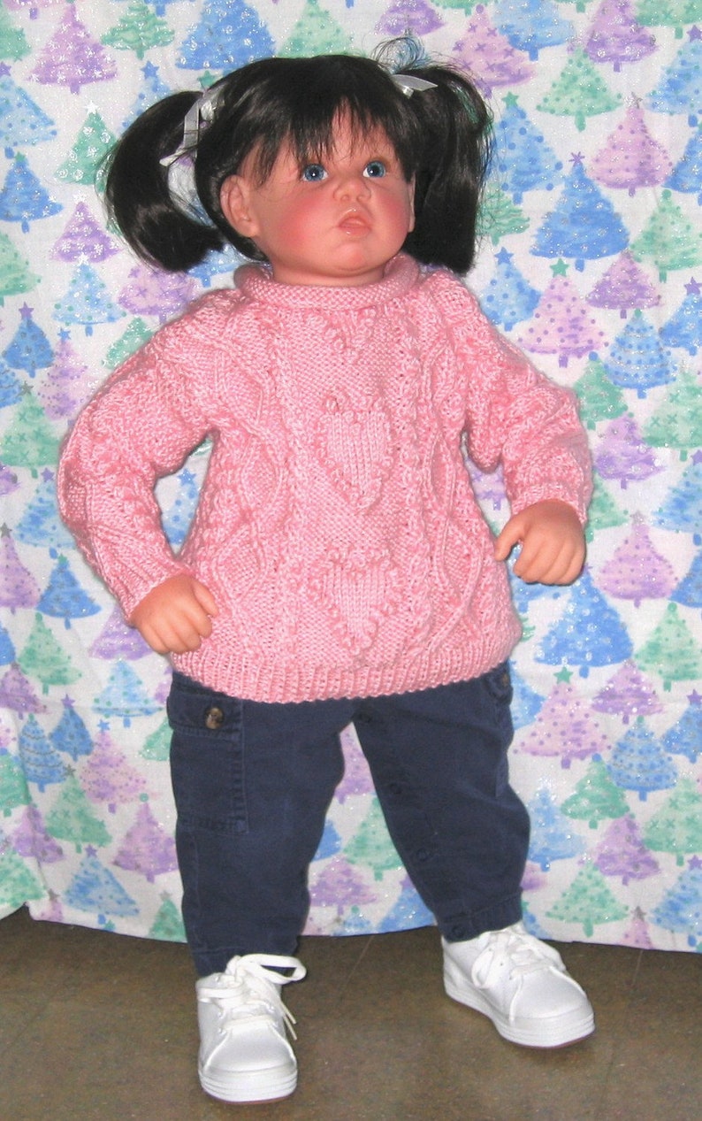 Toddler Size 3 Hearts and Cables Pullover Sweater image 1