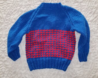 Size 6 Red and Blue Houndstooth Pullover