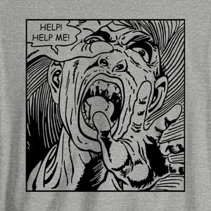 Retro Horror Comic Book Character Design T-Shirt & Sweatshirt, Quirky Dark Humor T-Shirt, Comic Con Shirt,  Retro Horror Halloween Shirt,BLK