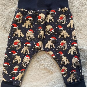 Baby pants, bloomers, size 62-68, cute clothes, pants boys, pants girls, Christmas dog, pug, jersey