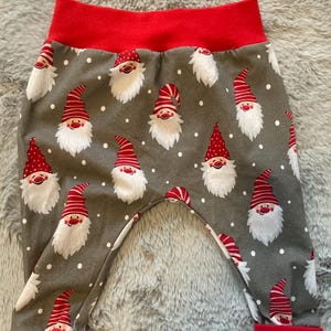 Baby pants, bloomers, size 62-68, cute clothes, pants boys, pants girls, elf, grey, red, jersey