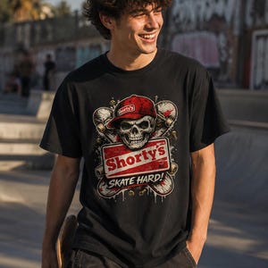 T-shirt graphique vintage skate, T-shirt streetwear rétro, T-shirt décontracté oversize, T-shirt graphique unisexe style années 90, Cadeau pour skateur image 2