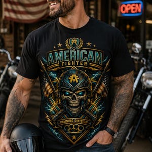 Patriotic Skull Shirt, Vintage Eagle Graphic Tee, American Flag T Shirt, Military Style Shirt, USA Graphic Tee, Biker Gift, Unisex Tee image 3