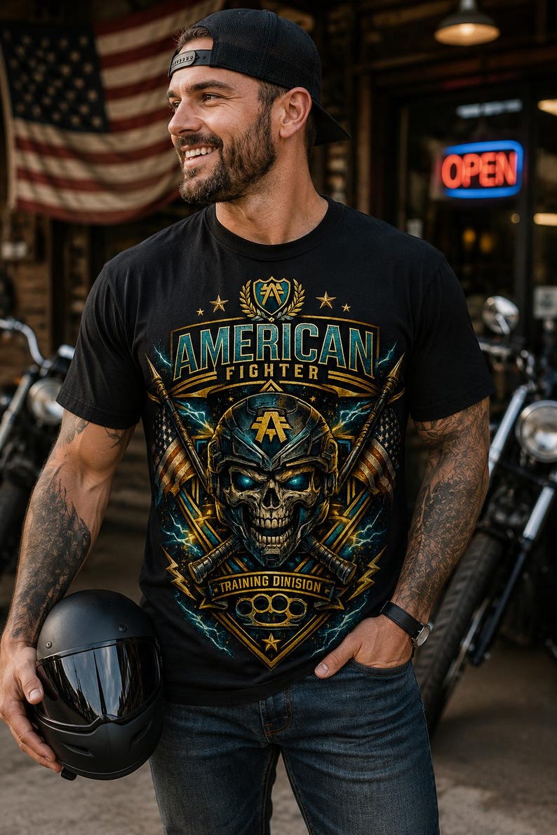 Patriotic Skull Shirt, Vintage Eagle Graphic Tee, American Flag T Shirt, Military Style Shirt, USA Graphic Tee, Biker Gift, Unisex Tee image 3