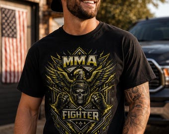 MMA Warrior Shirt, Vintage Combat Tee, Boxing Graphic T-Shirt, Patriotic Warrior Tee, Martial Arts Shirt, Gym Workout Gift, Unisex Tee