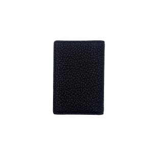 Cartera de piel negra con diseño minimalista