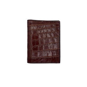 Cartera de piel de cocodrilo burdeos hecha a mano