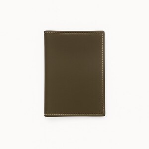 Porte-cartes en cuir fait main - Deux volets minimalistes olive et taupe