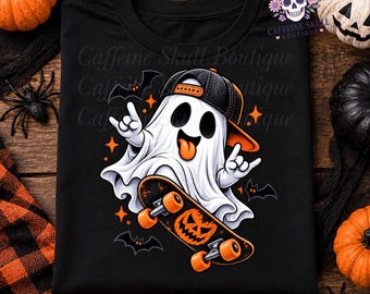 Boys Halloween shirt, ghost shirt, skateboard, Halloween ghost skateboarding, boys ghost shirt, custom boys Halloween shirt