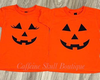 Camisa de calabaza linda, camisa con cara de calabaza, camisa con linterna de calabaza, camisa linda de Halloween, camisa de Halloween para niños pequeños, calabaza, cara de calabaza