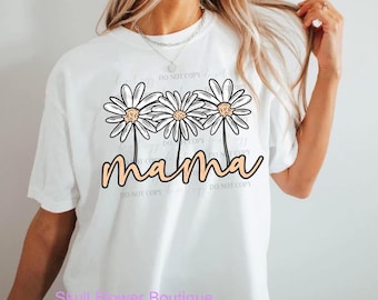 Cute mama shirt, matching mama and daughter shirts, daisies, simple mama shirt, mom shirt with flowers, matching Mother’s Day shirt