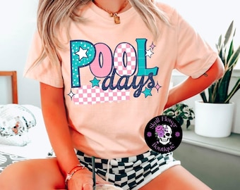 Chemise pour les journées à la piscine, heure à la piscine, durée de la baignade, ambiance piscine, été, ambiance estivale, chemise d'été, les journées piscine sont les meilleures journées