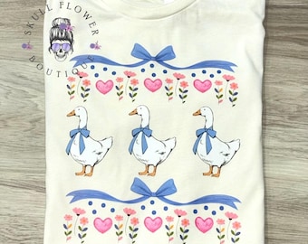 Cute goose shirt, kitchen wallpaper themed shirt, goose shirt, goose pattern, vintage goose, ducks, cute geese, cute ducks, cute goose