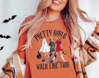 Halloween shirt, pretty girls Halloween, pretty girls walk like this, Halloween