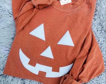 Cute pumpkin face long sleeve, pumpkin, pumpkin patch, pumpkin picking shirt, Halloween shirt, spooky season shirt, pumpkin lover, pumpkins