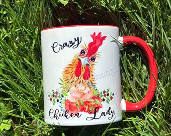Taza de la loca de las gallinas, mamá gallina, señora gallina, amante de las gallinas, taza para amantes de las gallinas, granja de pollos