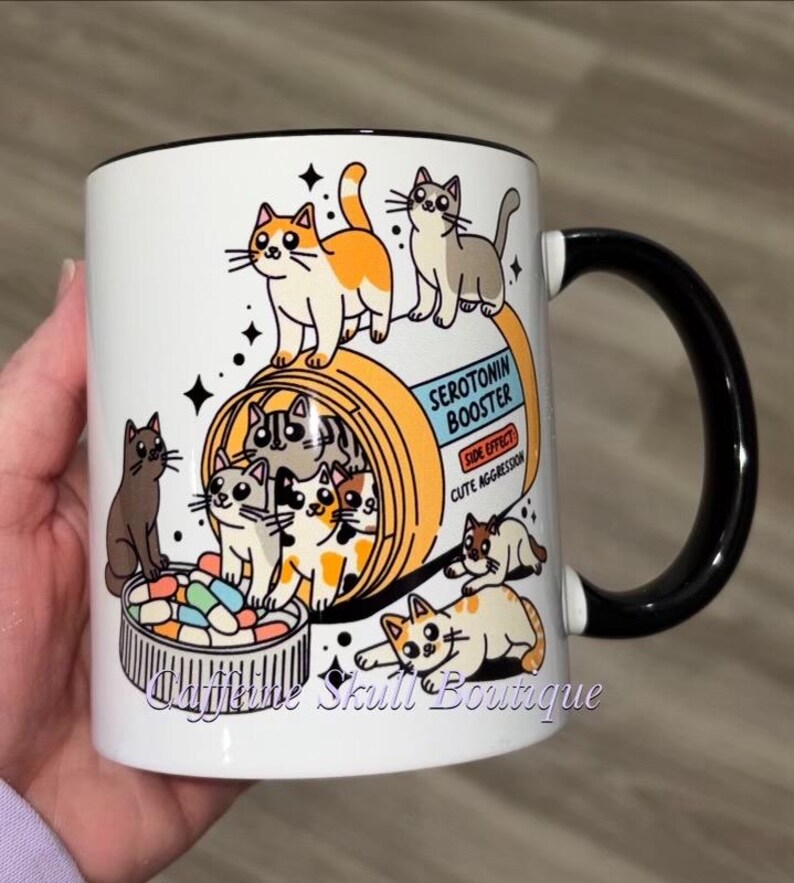 Cat mom mug, Funny cat mug, seratonin booster, Cat lover, cat lover gift, cat lover mug image 6