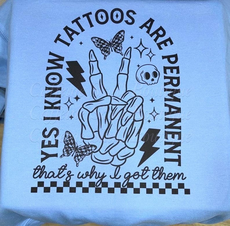 Tatoeages zijn permanent, daarom heb ik ze, grappige tattoo-hoodie, getatoeëerd meisje, ik hou van tatoeages, tatoeages zijn trashy, sarcastische hoodie afbeelding 9