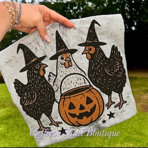 Witch chickens, witchy shirt, chicken shirt, Halloween chickens, spooky shirt