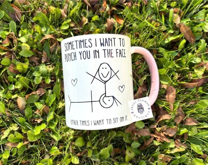 Some times I want to punch you in the face and other times I want to sit on it, funny couples mug, funny gift