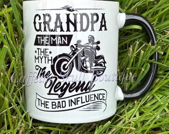 Motorcycle grandpa mug, Grandpa the man the myth the legend, biker grandpa, badass grandpa, custom grandpa mug