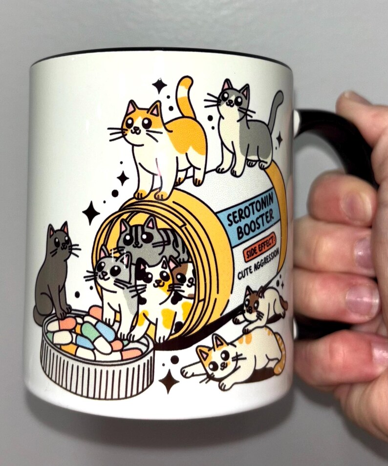 Cat mom mug, Funny cat mug, seratonin booster, Cat lover, cat lover gift, cat lover mug image 8