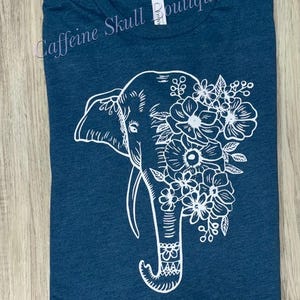 Cute elephant shirt, elephant lover shirt, floral elephant, elegant elephant