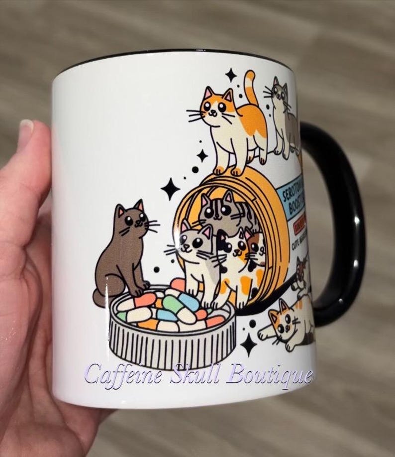 Cat mom mug, Funny cat mug, seratonin booster, Cat lover, cat lover gift, cat lover mug image 2