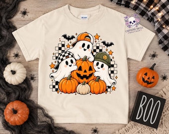 Cute boys Halloween shirt, ghosts, bats, spooky season, Halloween vibes, pumpkin shirt,  kids Halloween shirt, boys Halloween shirt
